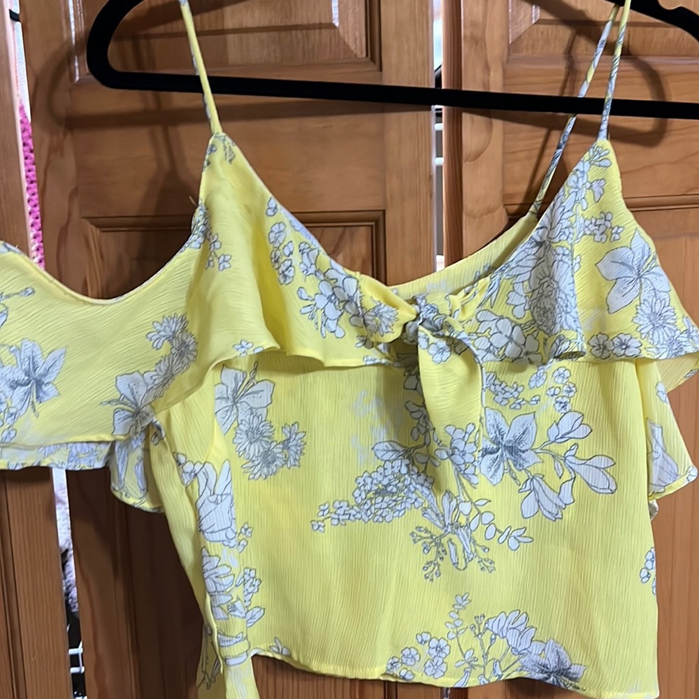 Cropped Off-the-Shoulder Yellow Top